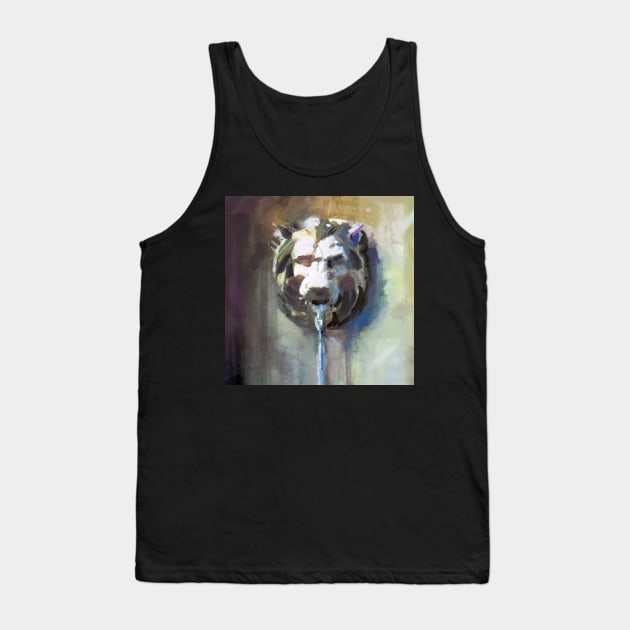 Lion Head Fountain Tank Top by aastankovic